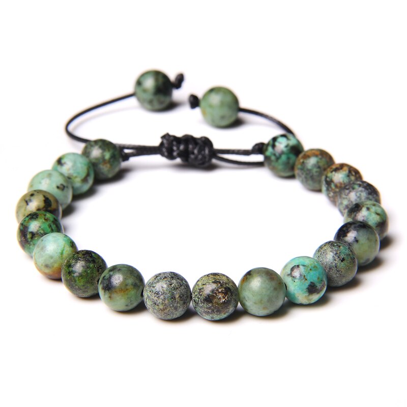 Green Natural Stone Beads Braided Bracelet Malachite