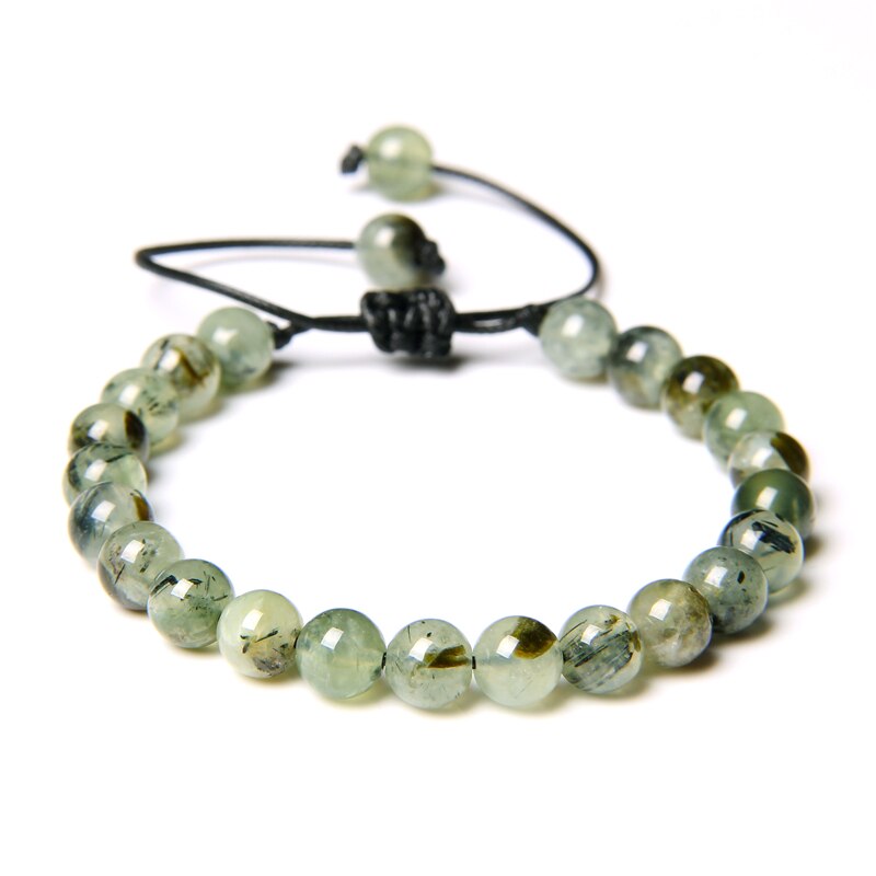 Green Natural Stone Beads Braided Bracelet Malachite