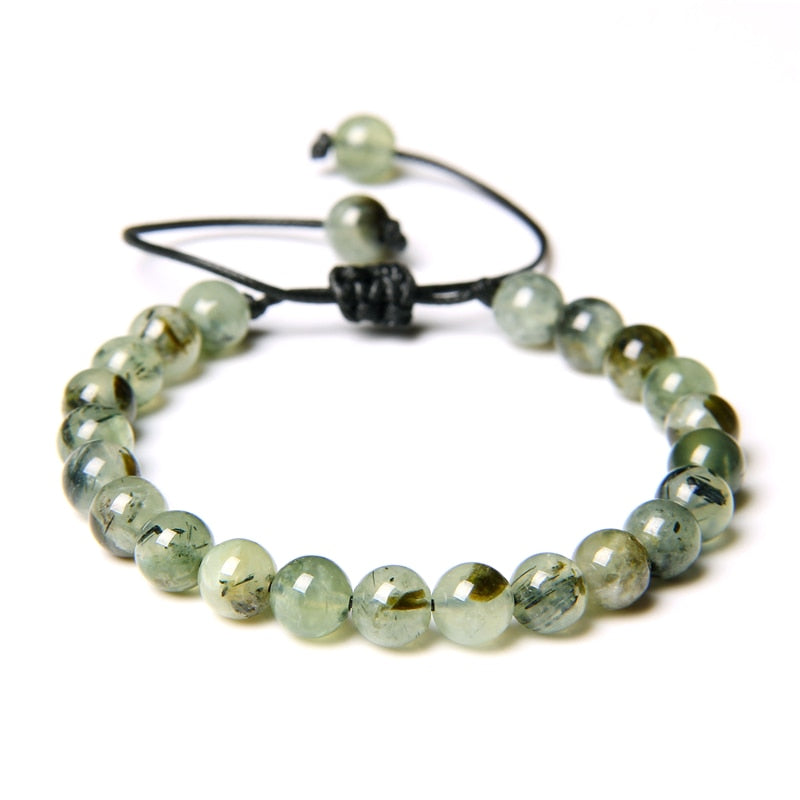 Green Natural Stone Beads Braided Bracelet