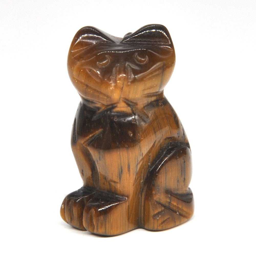 Cat Statue Natural Gemstone Carving Healing