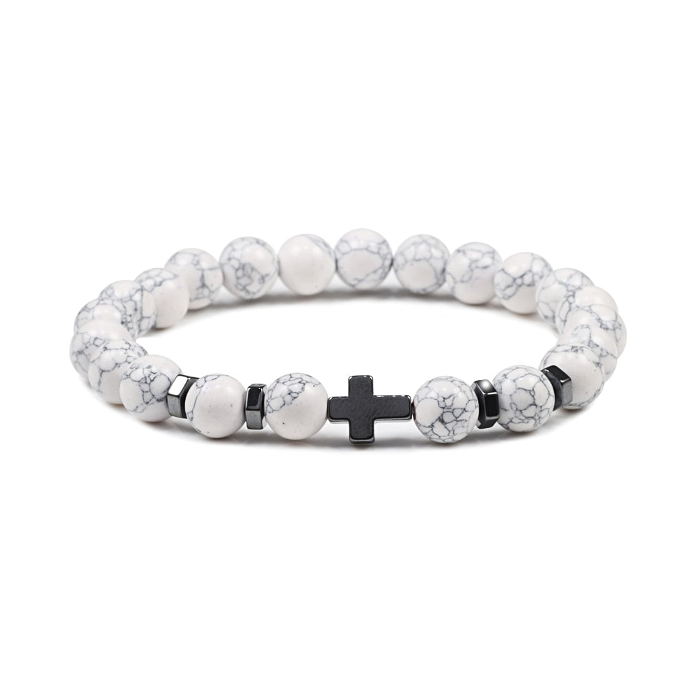 Prayer Men Women Bracelet Hematite Cross Rosary