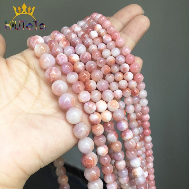 Stone Beads Round Pink White Persian Jades