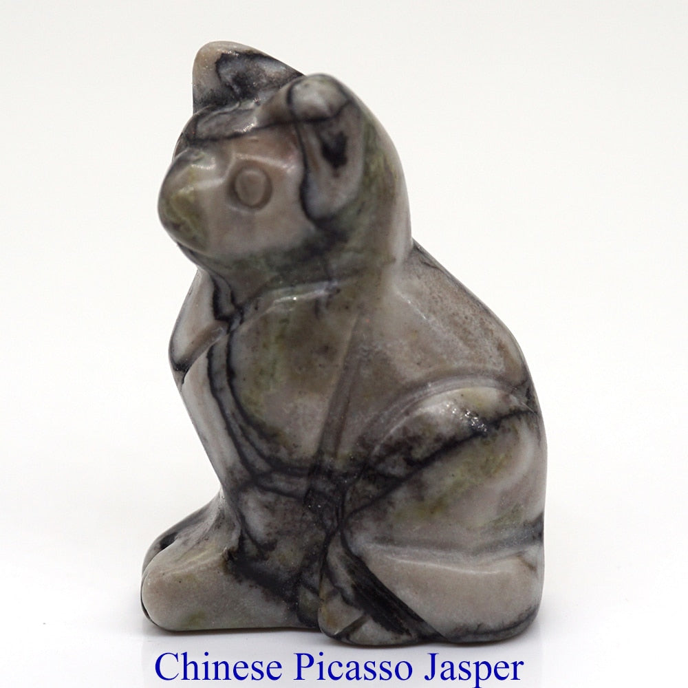 Cat Statue Natural Gemstone Carving Healing