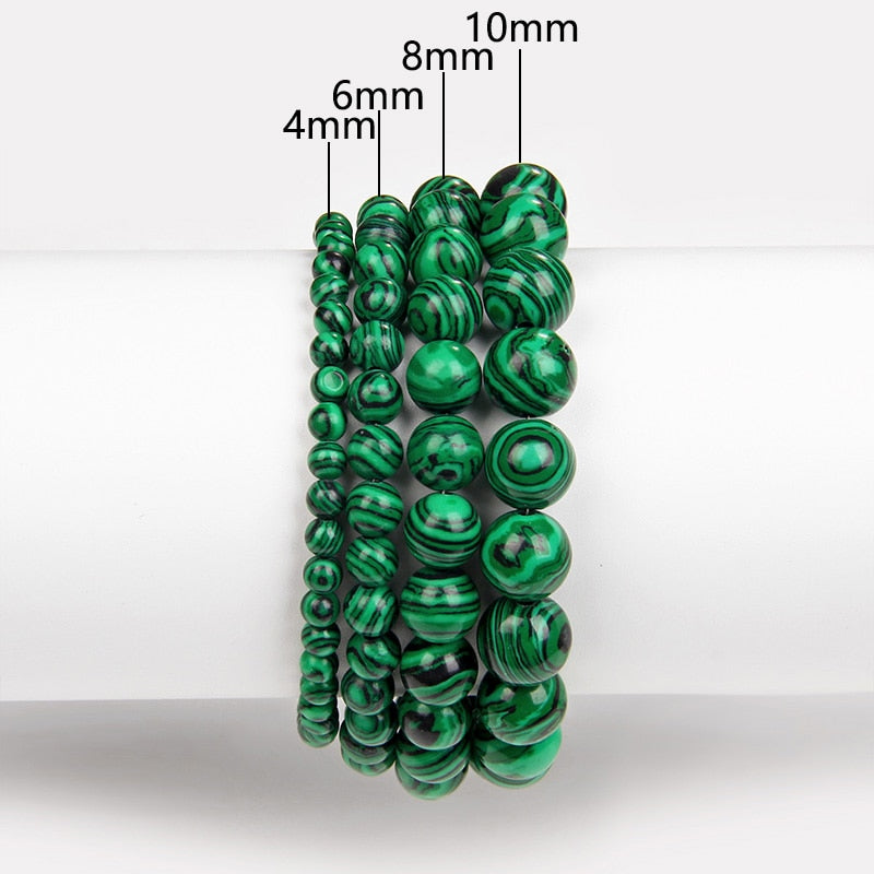 Natural Green Malachite Stone Bracelet Round Beads