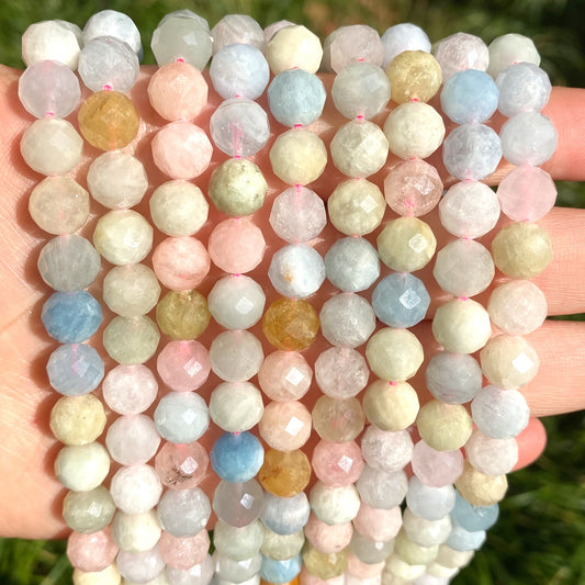 Faceted Morganite Gemstone Beads For Jewelry