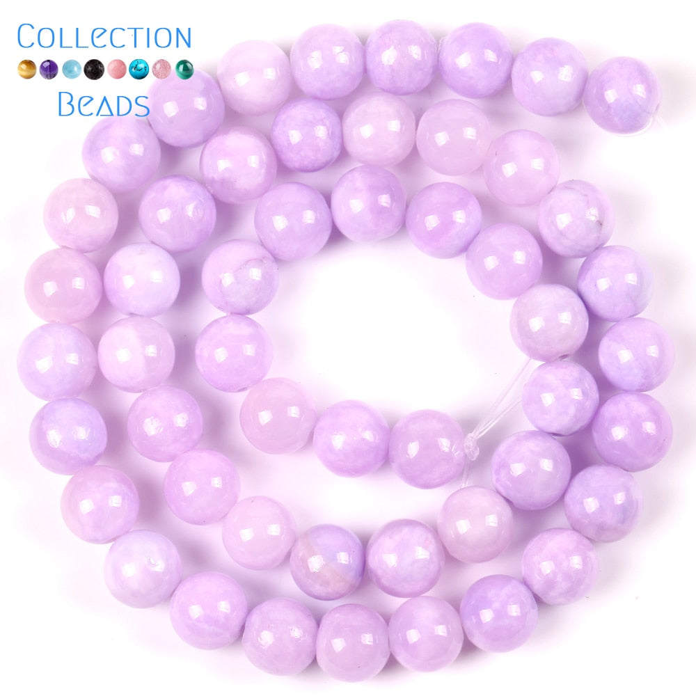 Stone Light Purple Angelite Jades Spacer Loose Beads