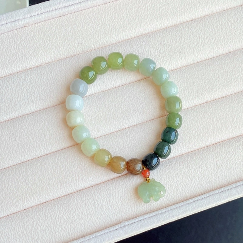 Natural Stone Hetian Jade Beaded Bracelet