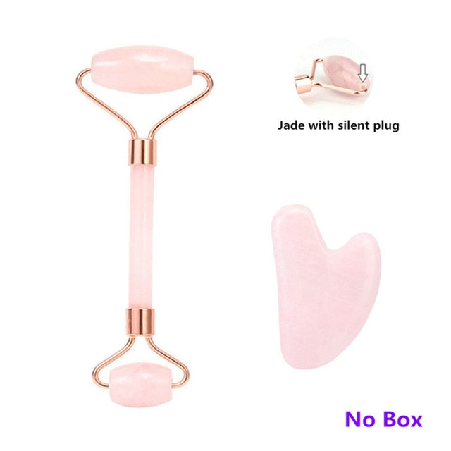 Rose Quartz Roller Facial Massager Powder Crystal