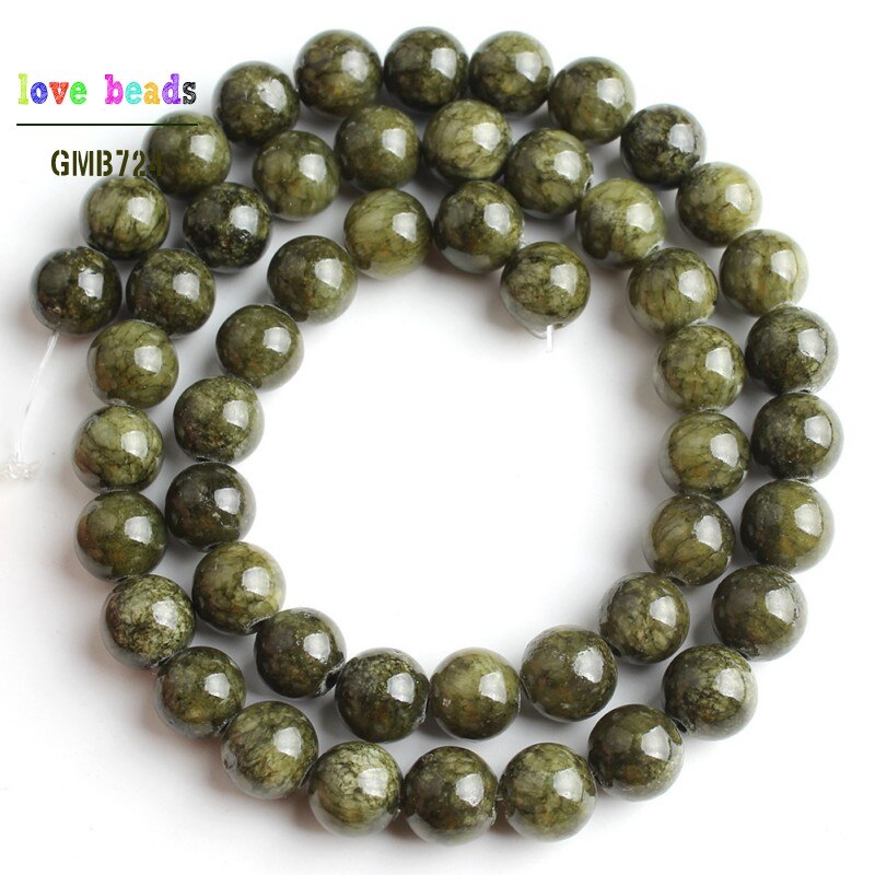 Grass Green Stone Beads Jades Round Beads