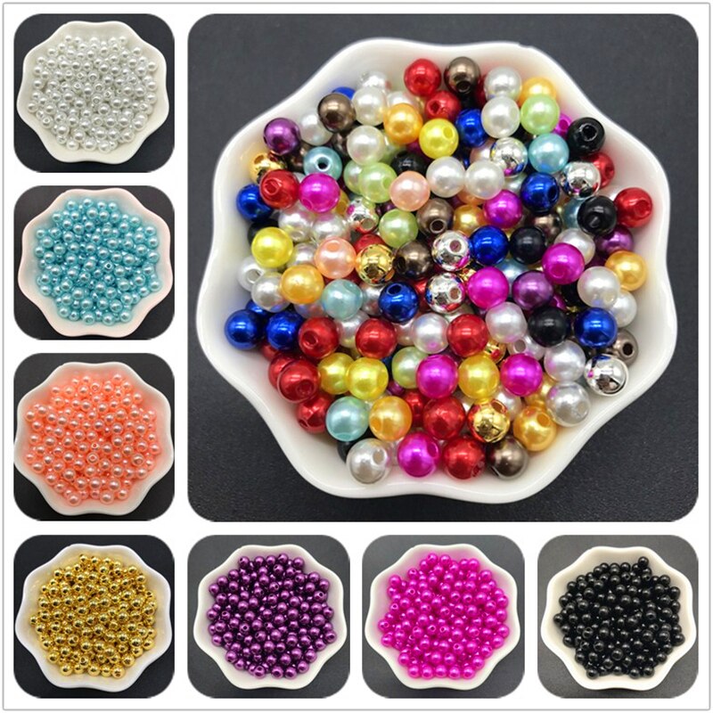 Pearls Acrylic Beads Round Pearl Spacer Loose Beads