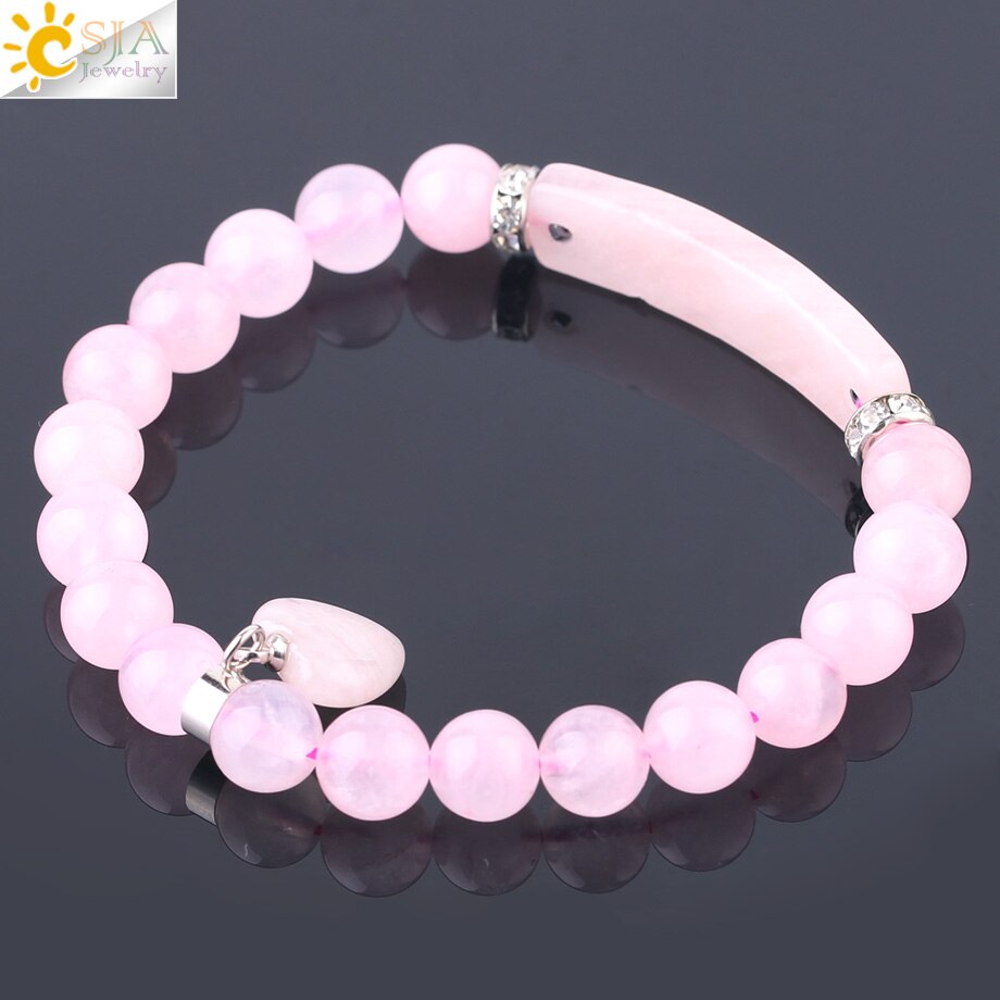 Natural Stone Pink Crystal Bracelet for Women