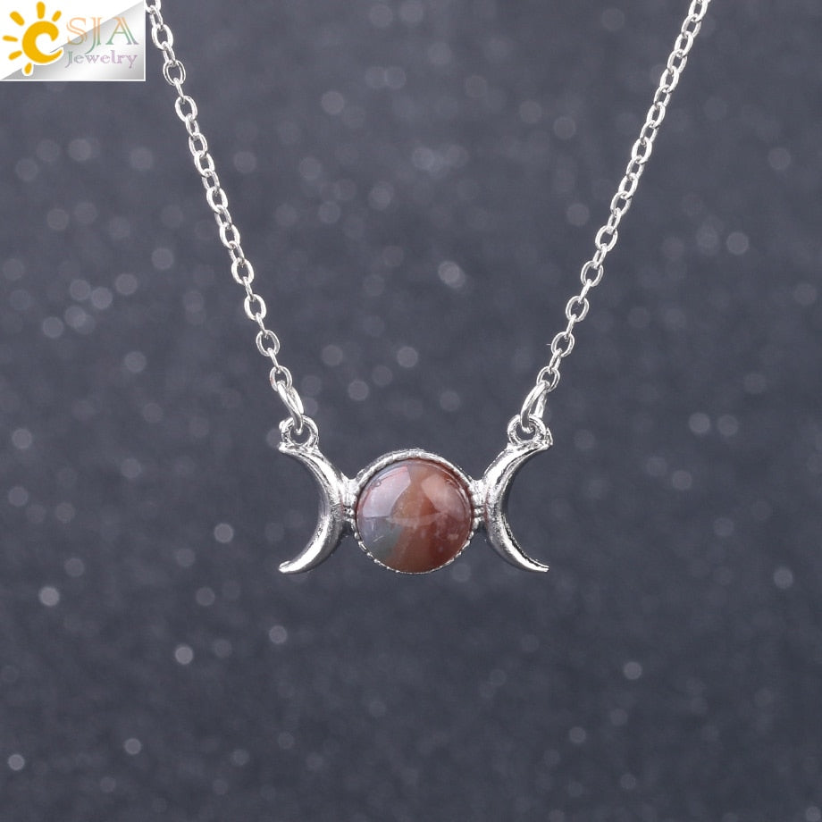 Vintage Crescent Clavicle Necklace Moon Sun