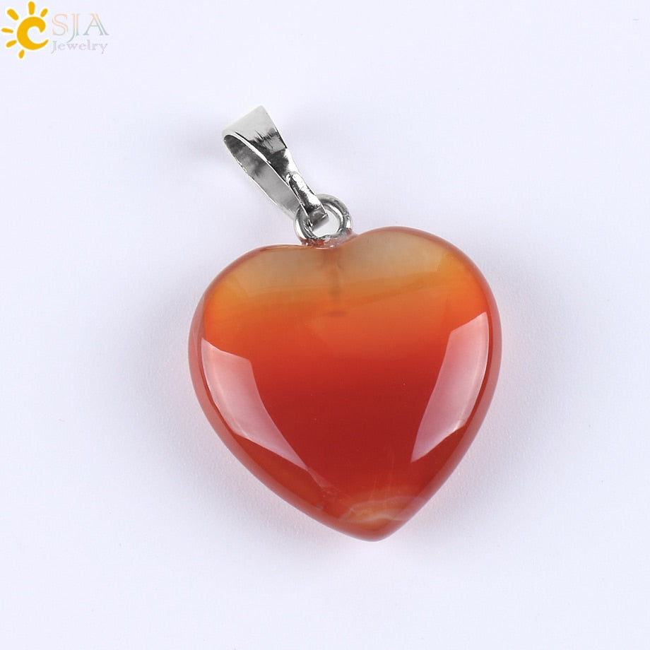 Heart Crystals Natural Stone Necklaces  Pendants