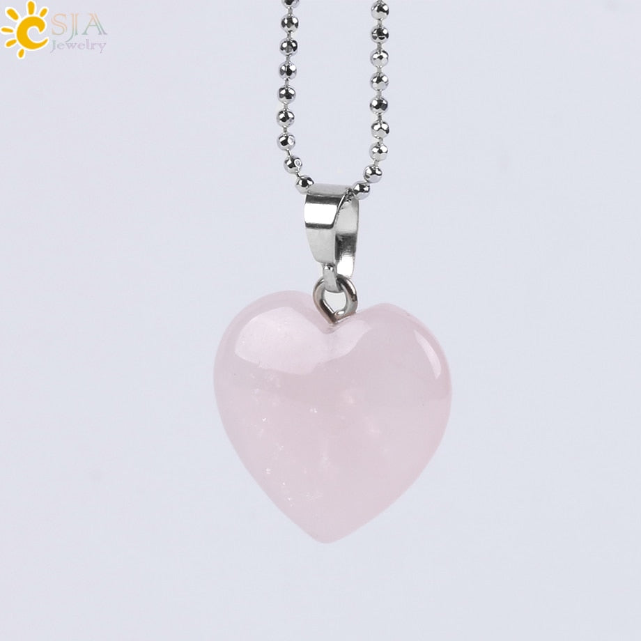 Heart Crystals Natural Stone Necklaces  Pendants