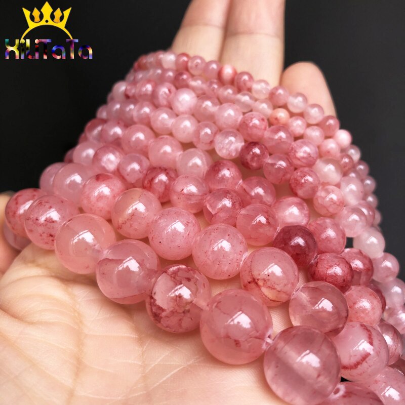 Natural Stone Beads Cherry Jades Round Loose Spacer