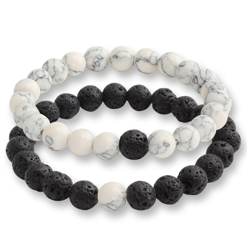 Bracelets For Women Lava Natural Stone White and Black