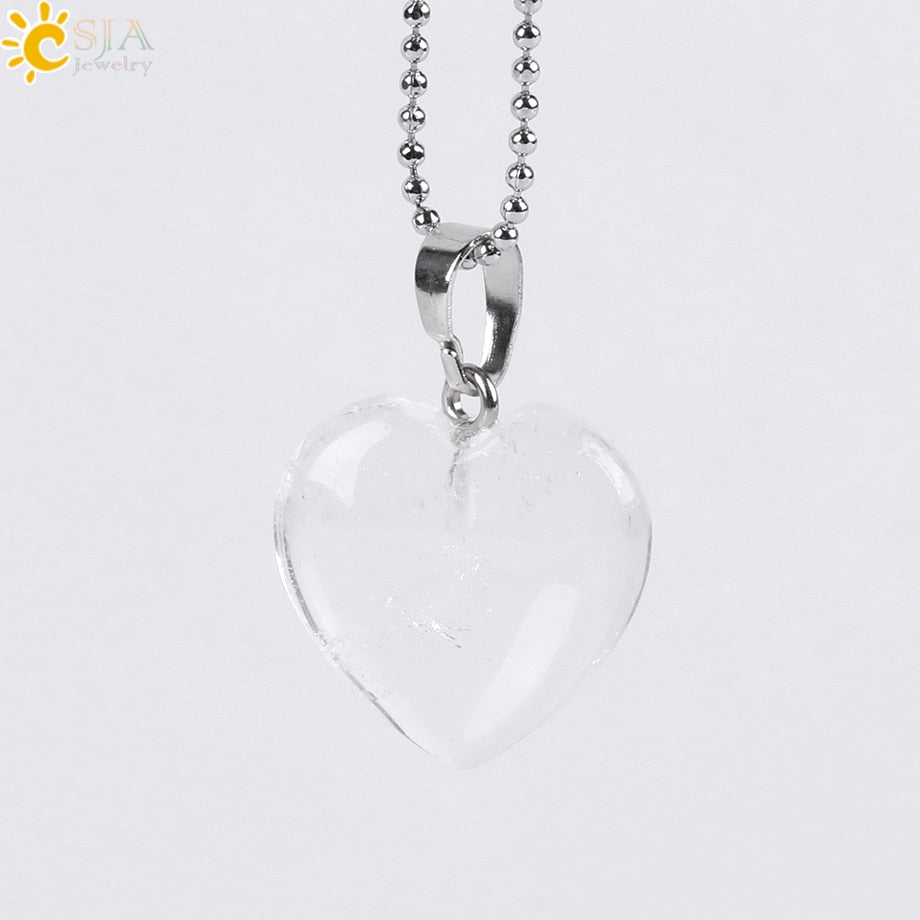 Heart Crystals Natural Stone Necklaces  Pendants