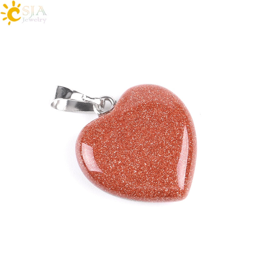 Heart Crystals Natural Stone Necklaces  Pendants