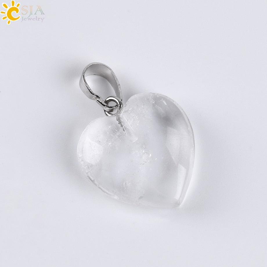 Heart Crystals Natural Stone Necklaces  Pendants