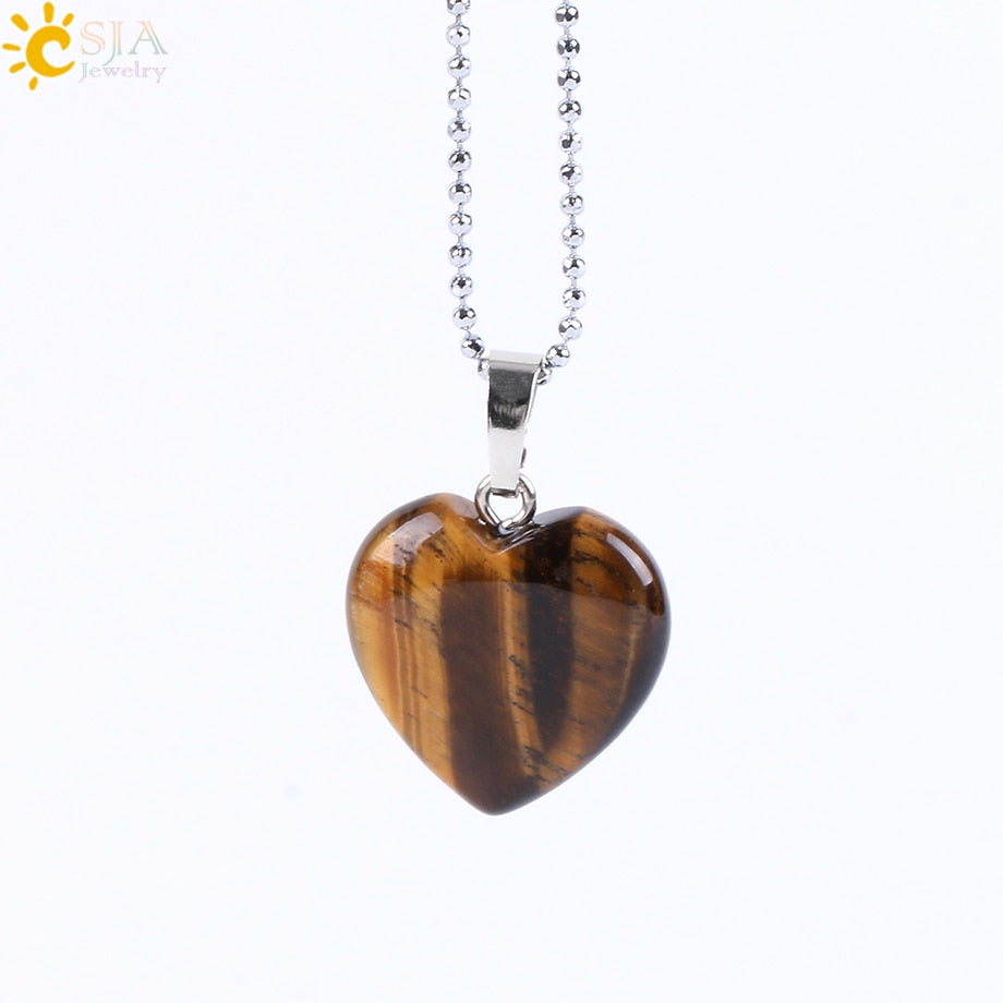 Heart Crystals Natural Stone Necklaces  Pendants