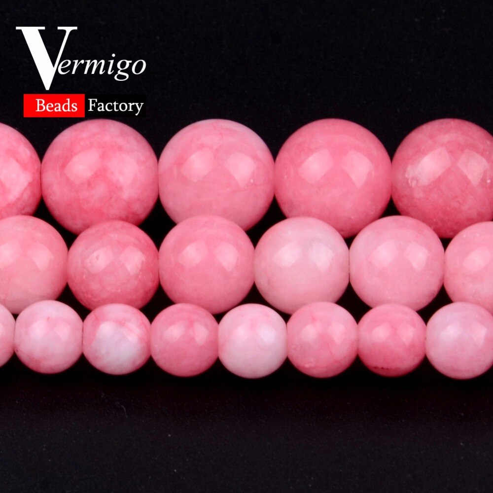 Pink Jades Stone Beads Natural Stone Round