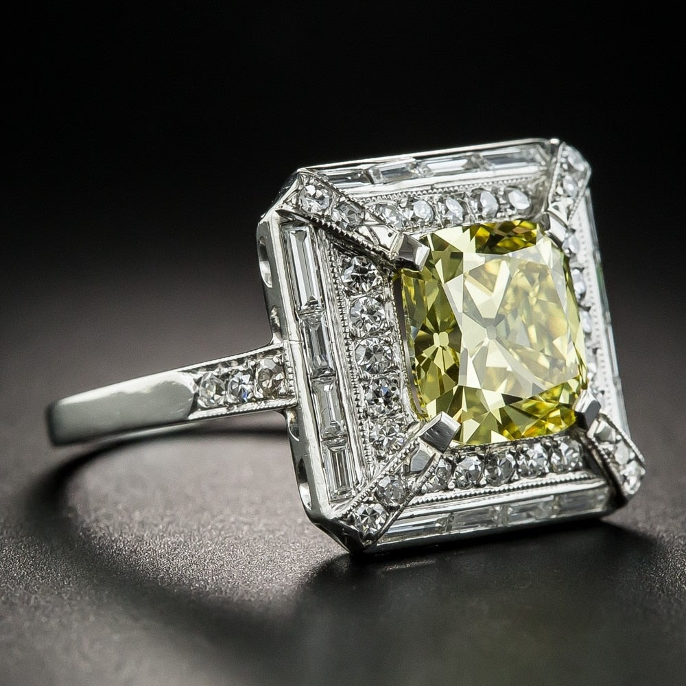 Beautiful Women Rings Light Yellow Spinel