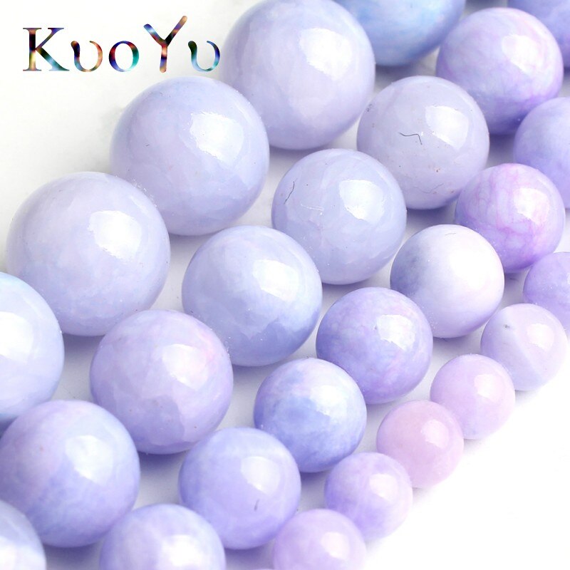 Natural Stone Purple Jades Beads Round Loose
