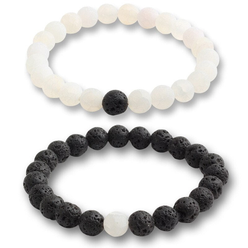 Bracelets For Women Lava Natural Stone White and Black