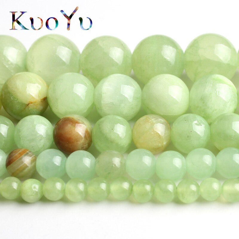 Flower Green Jades Beads Round Loose Beads