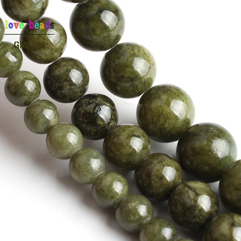 Grass Green Stone Beads Jades Round Beads