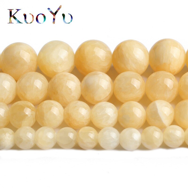 Natural Light Yellow Jades Chalcedony Stone Beads