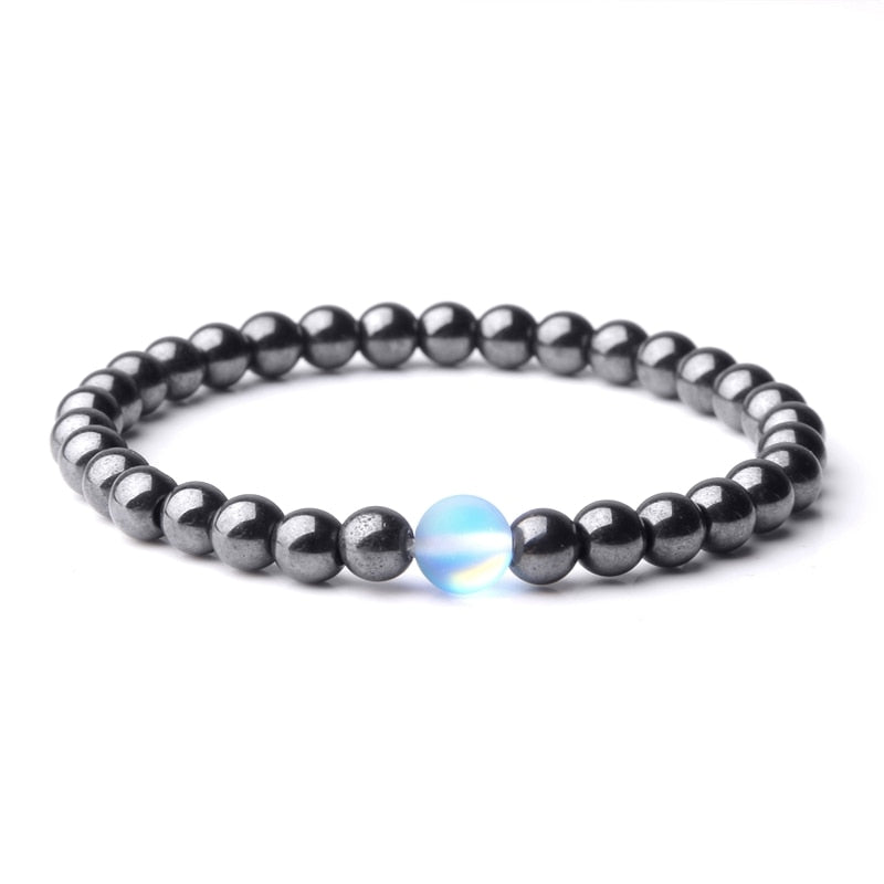 Hematite Bracelets Matte Rainbow Flash Moonstone