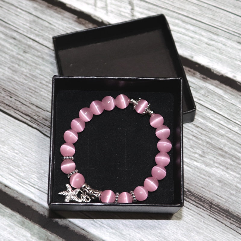 Cat Eyes Stone Bracelet For Women Cute Starfish