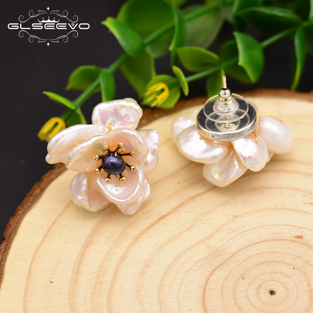 Sterling Silver Flower Jade Earrings