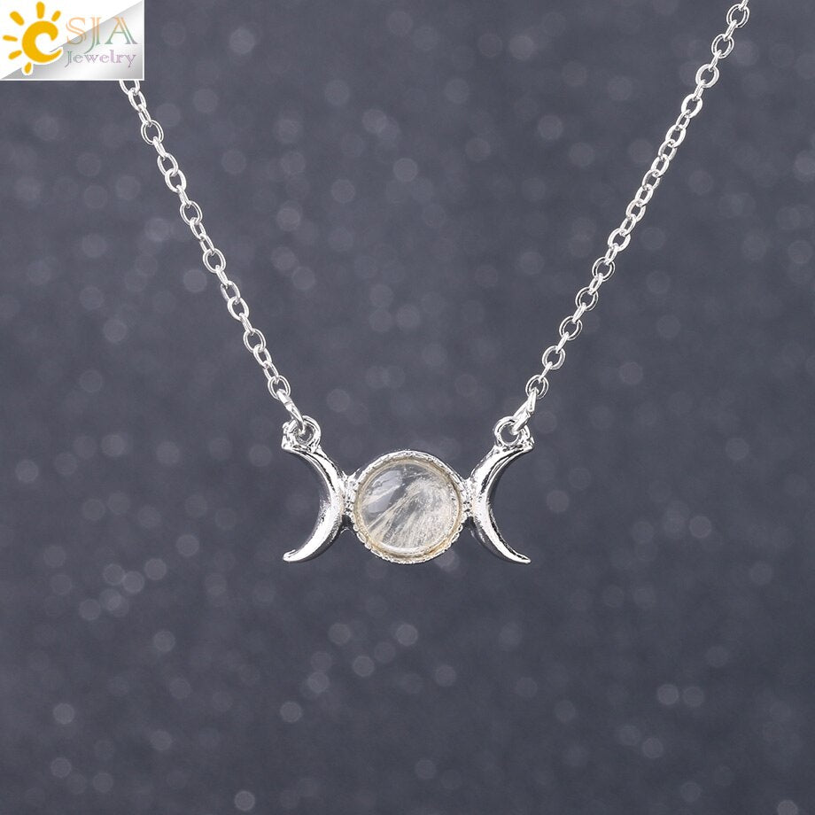 Vintage Crescent Clavicle Necklace Moon Sun
