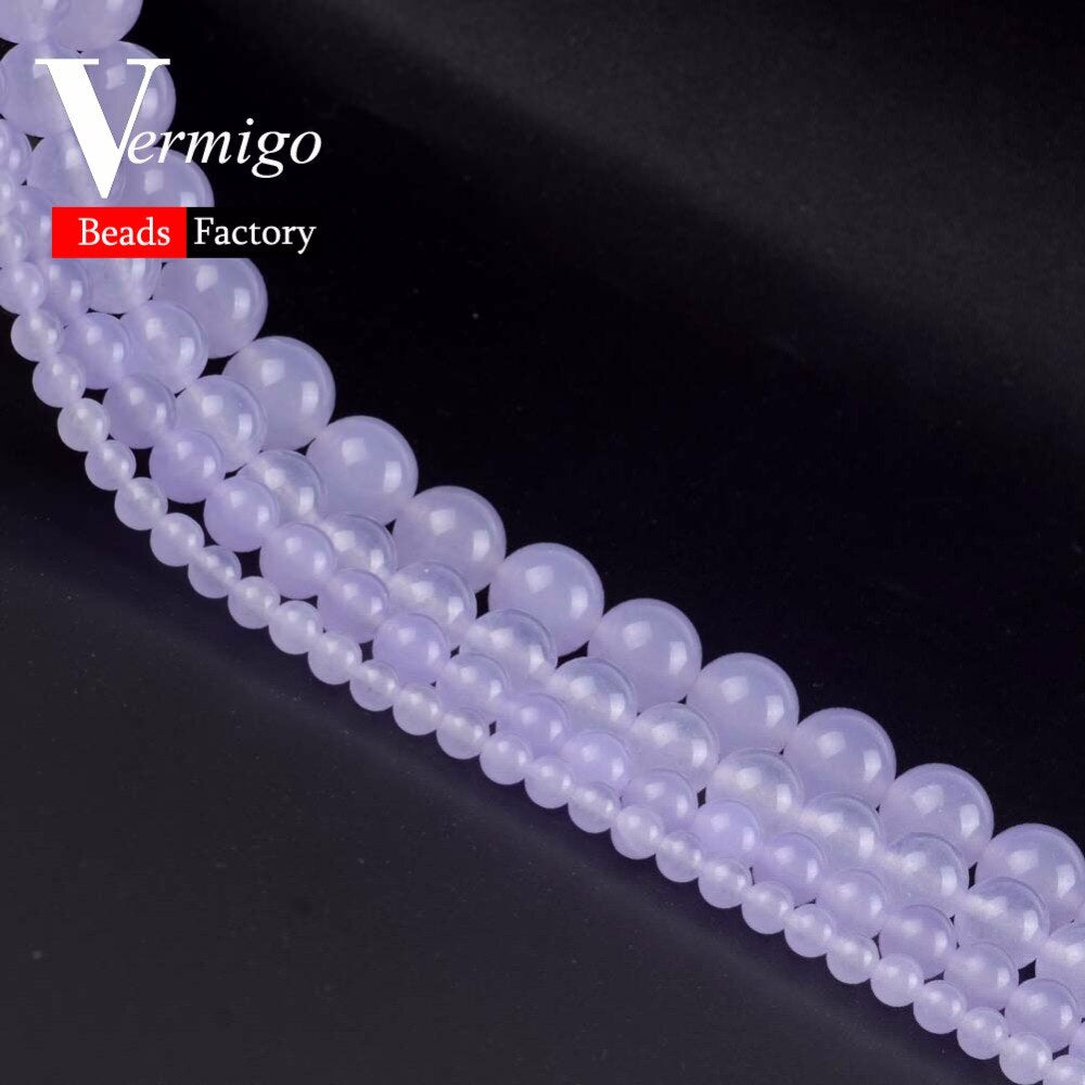 Light Purple Chalcedony Jades Beads