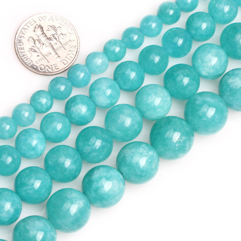 Blue Amazonite Color Jades Round Loose Beads