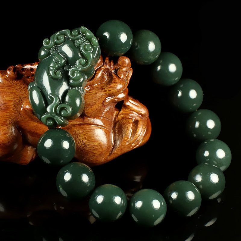 Natural Green Hetian Jade Bracelet Men and Women