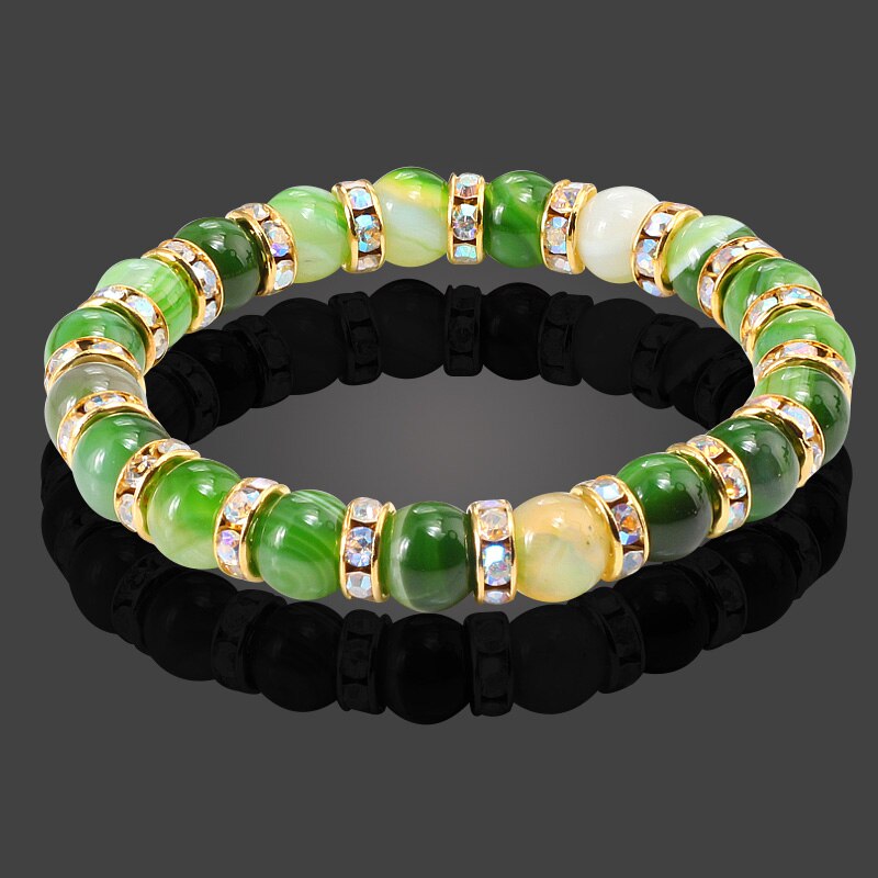 Round Beads Bracelets  Bangles Women Crystal