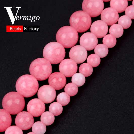 Pink Jades Stone Beads Natural Stone Round