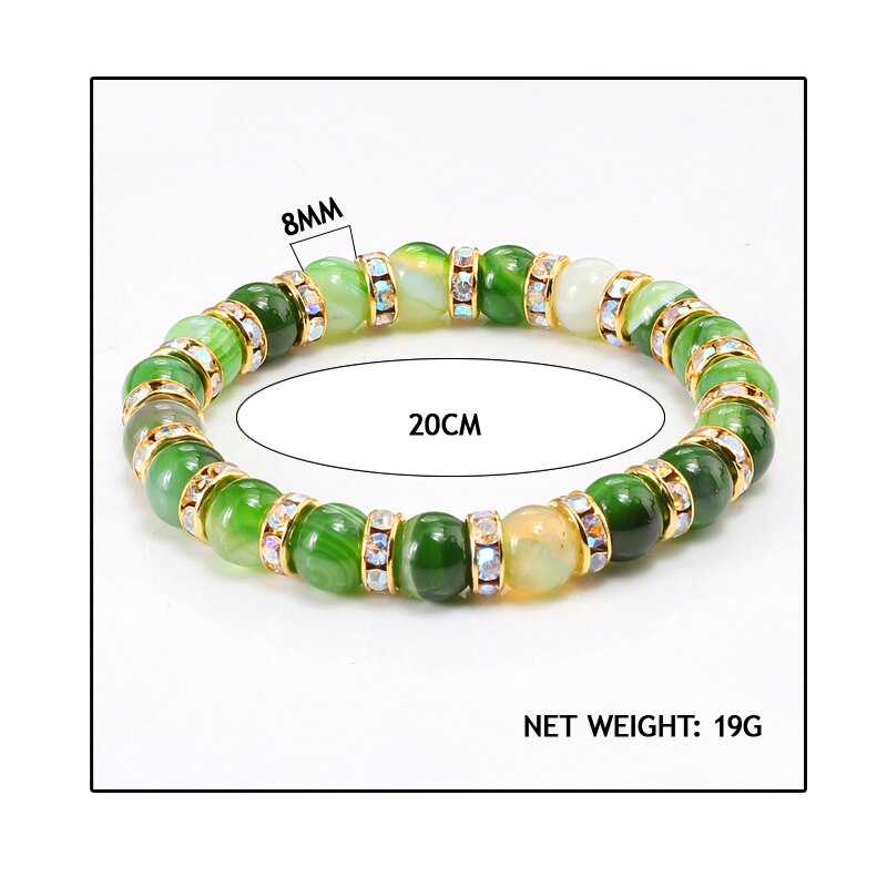 Round Beads Bracelets  Bangles Women Crystal