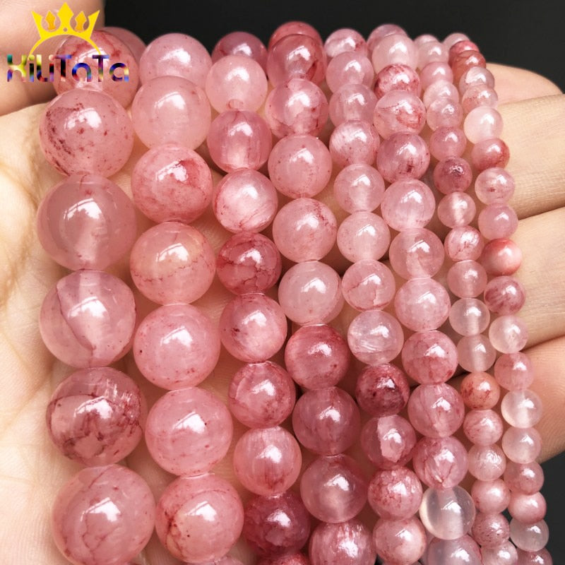 Natural Stone Beads Cherry Jades Round Loose Spacer