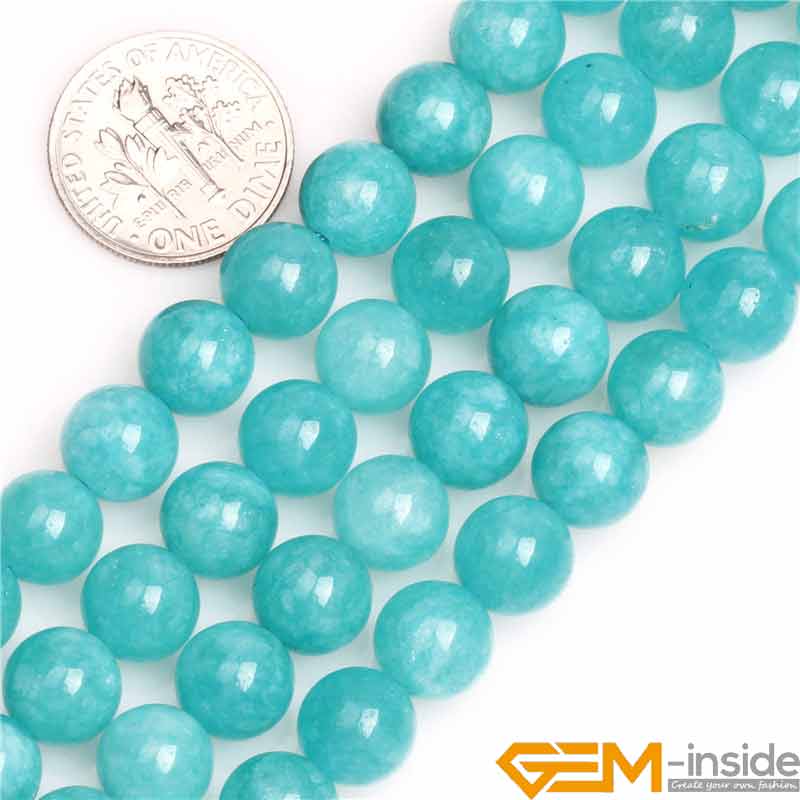 Blue Amazonite Color Jades Round Loose Beads