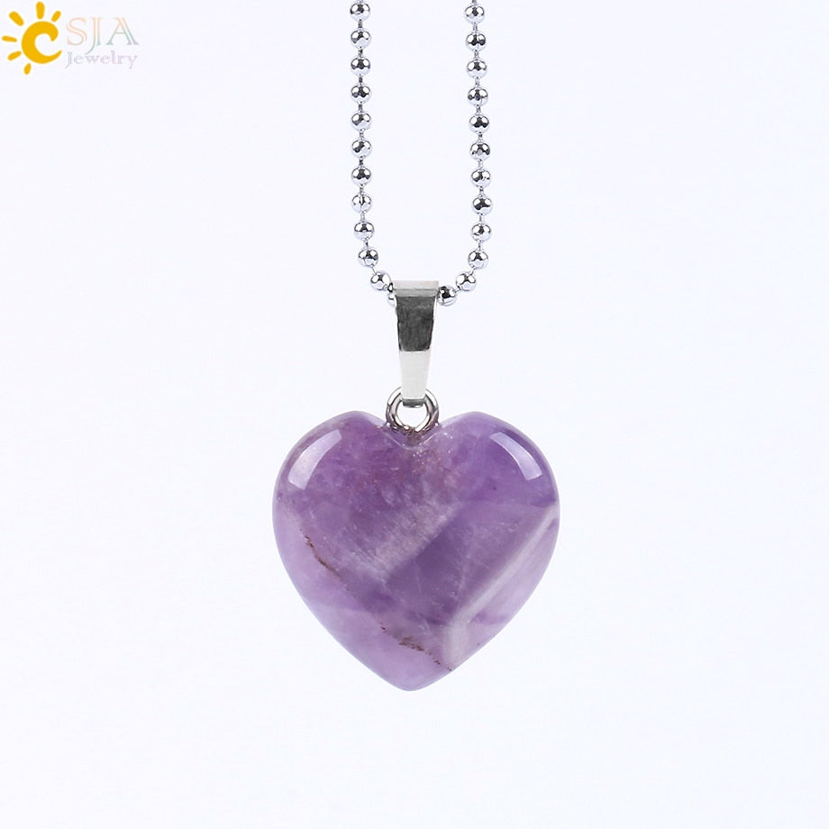 Heart Crystals Natural Stone Necklaces  Pendants