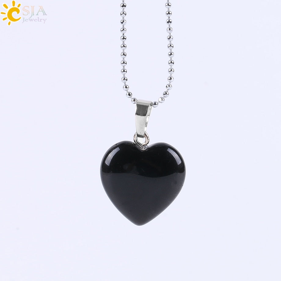 Heart Crystals Natural Stone Necklaces  Pendants