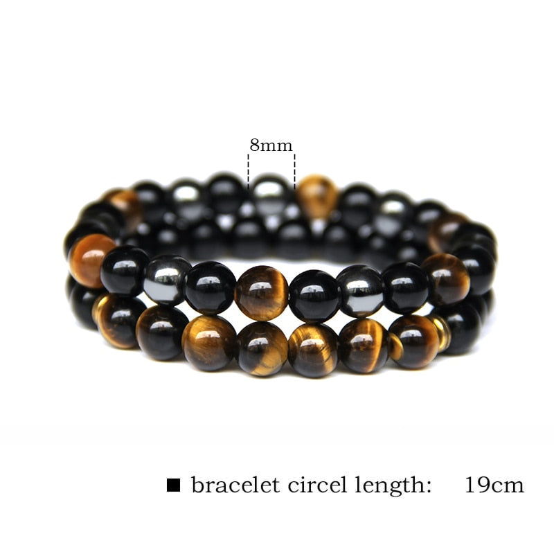 Bracelets Beads Natural Stone Black Onyx Tiger Eye