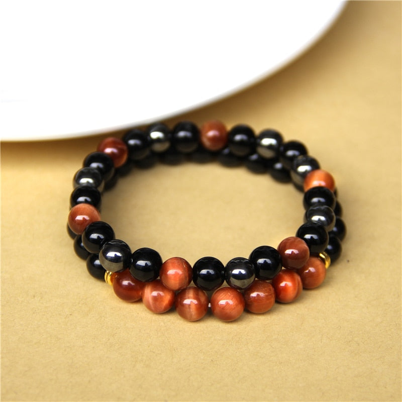 Bracelets Beads Natural Stone Black Onyx Tiger Eye