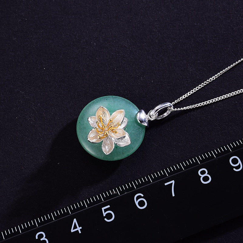 Green Gemstone Fine Jewelry Lotus Whispers Pendant