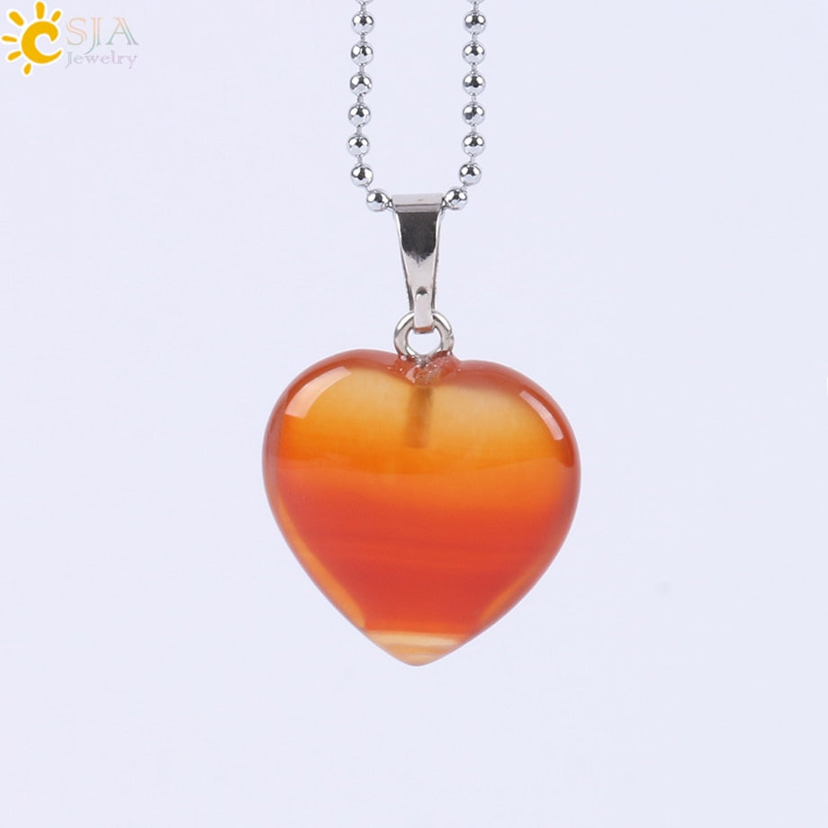 Heart Crystals Natural Stone Necklaces  Pendants