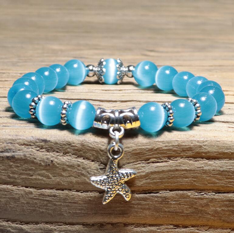 Cat Eyes Stone Bracelet For Women Cute Starfish